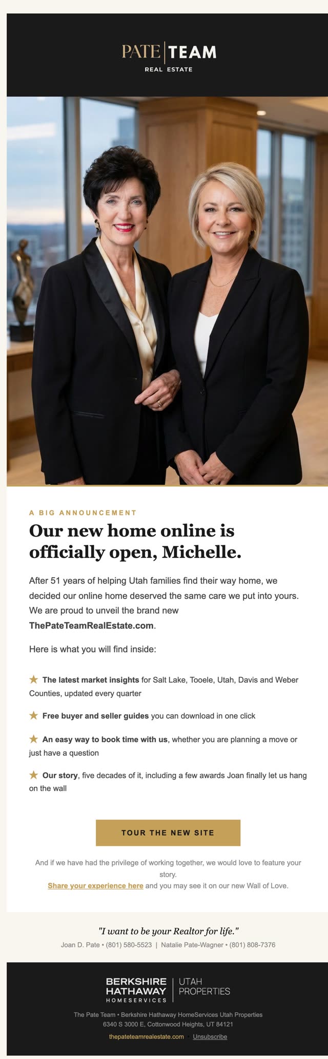 The Pate Team website launch email
